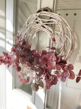 Load image into Gallery viewer, Large Faux Burgundy Seeded Eucalyptus &amp; Woven Vine Wreath - 57cm Year Round Front Door Wreath Artificial Eucalyptus Farmhouse Wreath