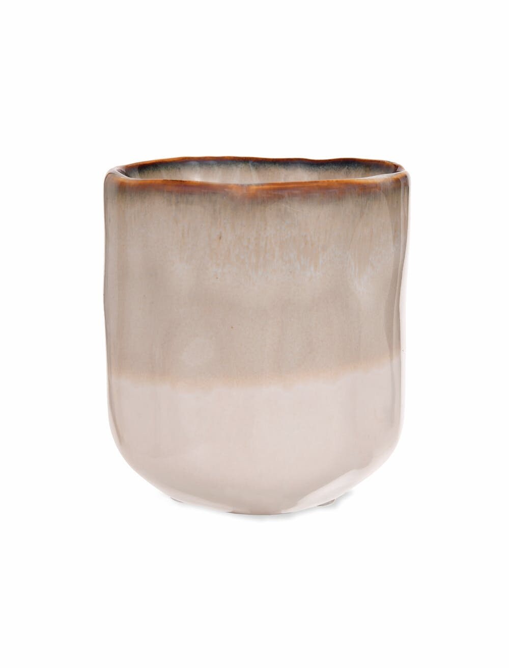 Beige Ceramic Glazed Ombre Plant Pot | Size 11.5 x 10.5cm