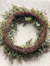 Load image into Gallery viewer, Large Eucalyptus Wreath - 50cm Faux Christmas Front Door Wreath Artificial All Year Round Wreath Outdoor/Indoor Wreath
