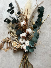Load image into Gallery viewer, Winter Dried Flowers Bouquet | Natural Pampas Grass | Preserved Eucalyptus | Twisted Hazel | Gold Stems | Cotton Flowers | Height 60cm