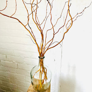 Twisted Willow Branches In Glass Vase With Twigs Dried Flowers Bottle Vase Small Clear Recycled Glass Vase Wedding Centrepiece Table Vase