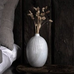 Beige Ceramic Glazed Vase Neutral Speckled Finish Narrow Bottle Neck Vase Height 22cm