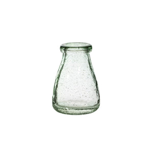 Recycled Glass Bud Vase | Green Tint | Dried Flower Vase | Organic Jar Shape | Height 11.5 cm