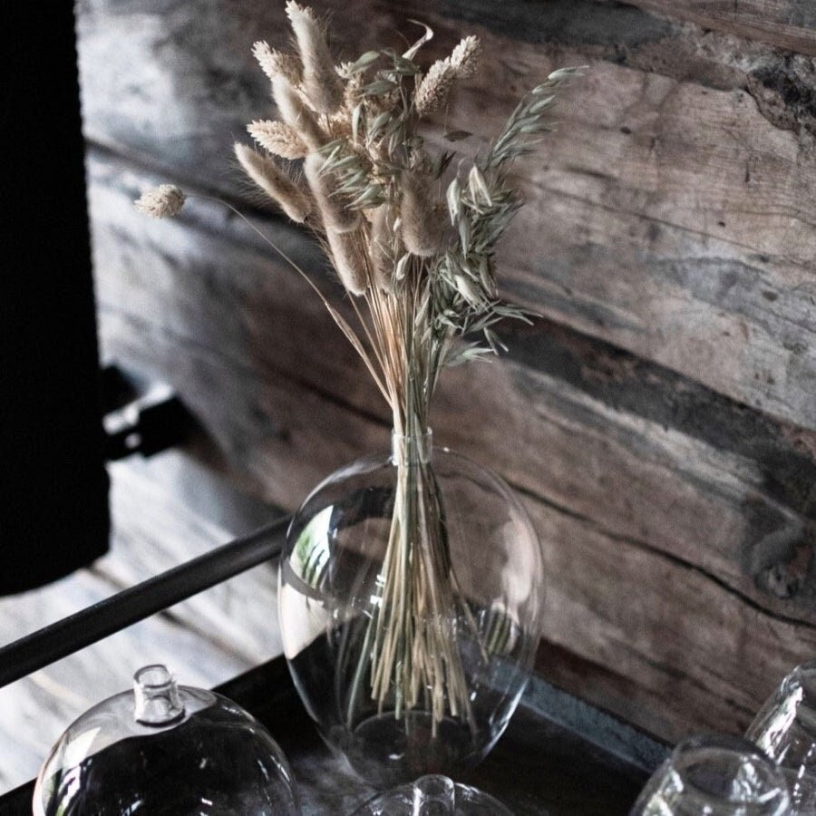 Hand Blown Small Glass Vase Bottle Neck Vase Perfect For Dried Flowers Scandi Style Height 21cm