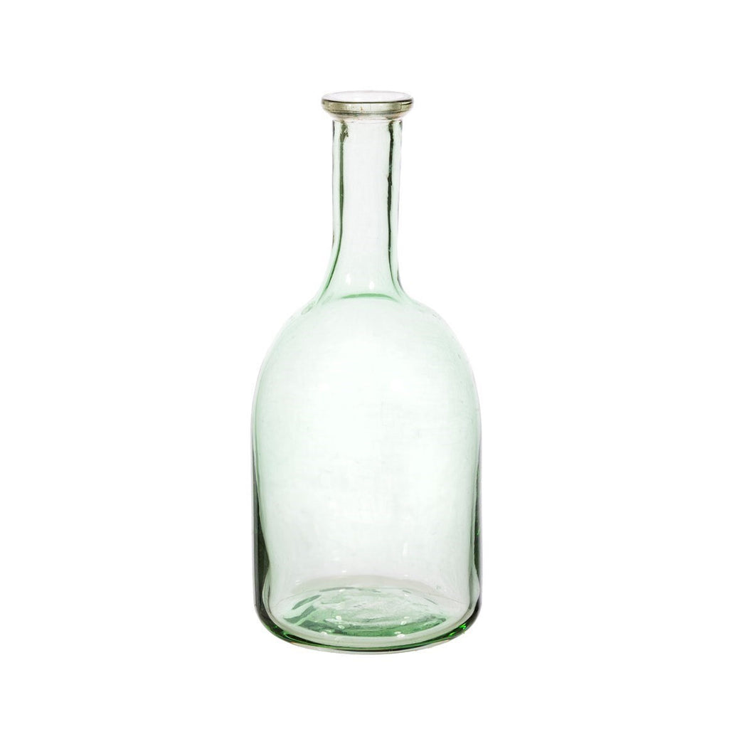 Recycled Glass Bottle Neck Vase | Green Tint | Dried Flower Vase | Organic Shape | Height 21 cm