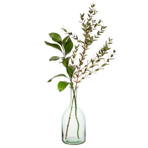 Recycled Glass Bottle Neck Vase | Green Tint | Dried Flower Vase | Organic Shape | Height 21 cm