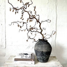 Load image into Gallery viewer, Handcrafted Rustic Stone Vase Grey Distressed Wabi Sabi Vessel for Home Decor Minimalist Large Floor Vase For Decorative Branches