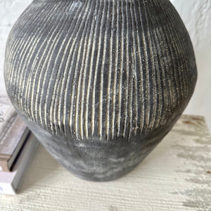 Handcrafted Rustic Stone Vase Grey Distressed Wabi Sabi Vessel for Home Decor Minimalist Large Floor Vase For Decorative Branches