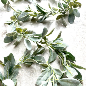 Lambs Ear Greenery Garland Table Centrepiece Faux Wedding Garland 188cm / 6ft Long