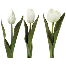 Load image into Gallery viewer, Faux White Tulip Flowers Bunch Of Three Stems Real Touch Artificial Stems Winter Bouquet Arrangement