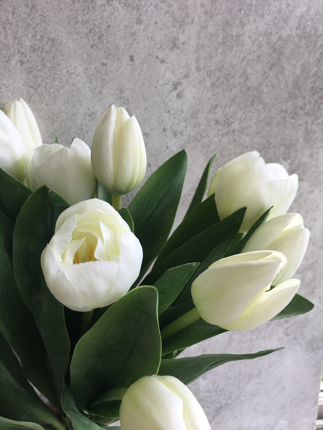 Faux White Tulip Flowers Bunch Of Three Stems Real Touch Artificial Stems Winter Bouquet Arrangement