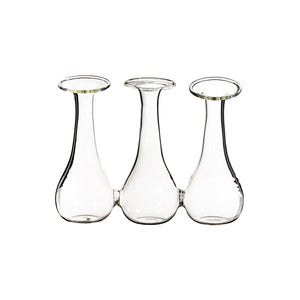 Glass Bud Vase Trio | Delicate Borosilicate Glass | Hand Blown Organic Shape | 16x7x13cm