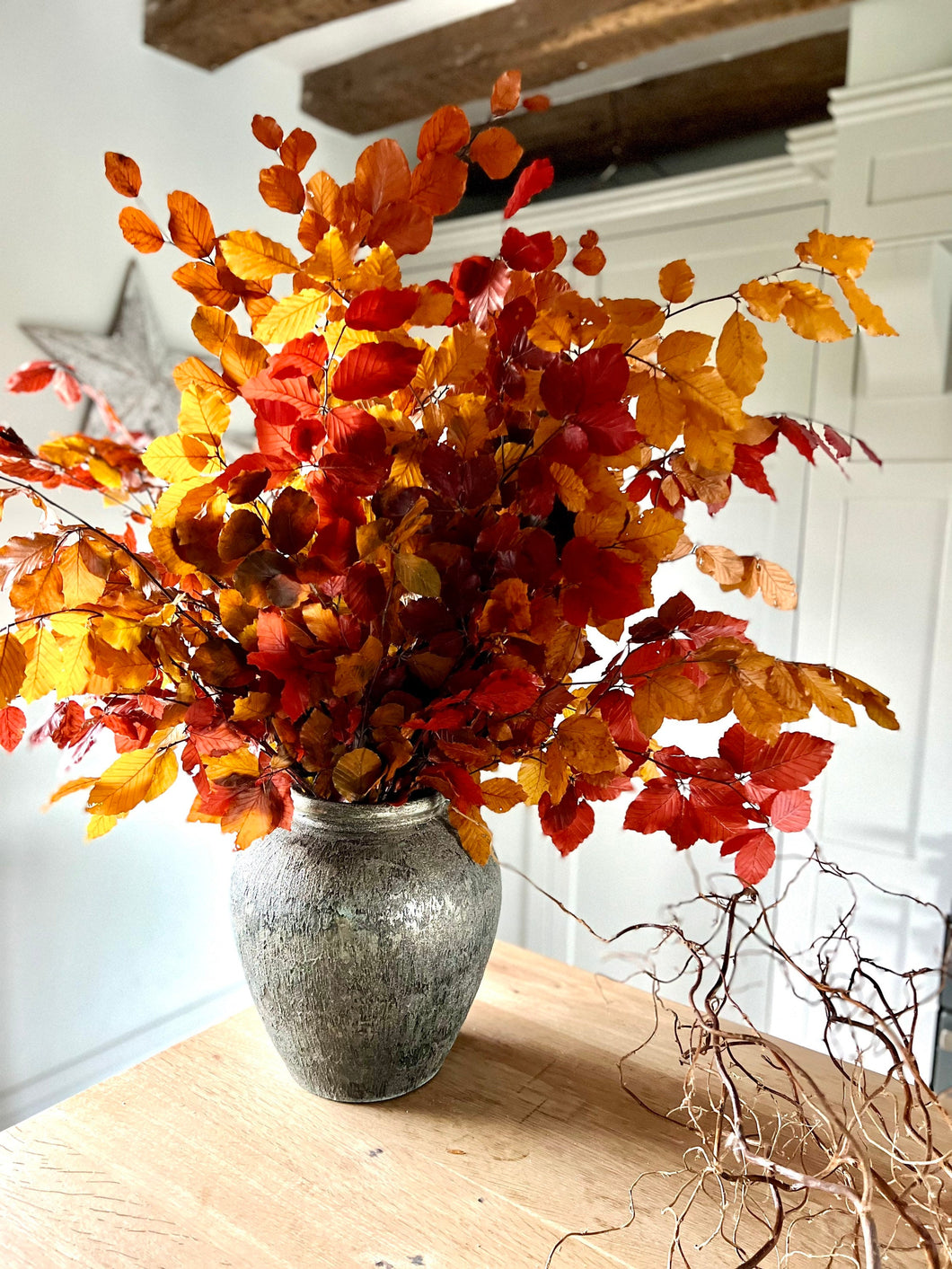 Real Preserved Copper Beech Bunch | Autumn Shades | Dried Autumnal Foliage Leaves | Length approx 70cm