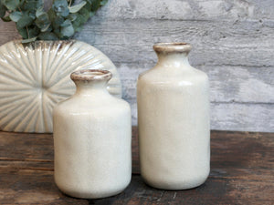 Ceramic Cream Bottle Vase | Crackle Glazed Finish | Dried Flower Vase | Available In Two Sizes