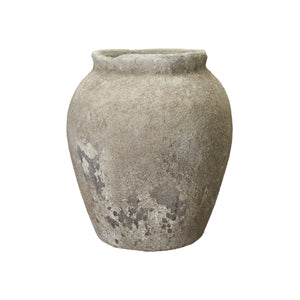 Terracotta Rustic Pot | Grey Distressed Uneven Finish | Large Stoneware Pot | Wabi Sabi Decor | Available In Two Sizes