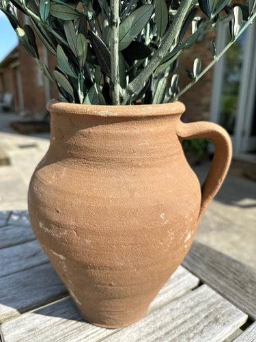 Terracotta Rustic Pot With Handle | Vintage Turkish Vase | Wabi Sabi Vase | Height Approx 24cm
