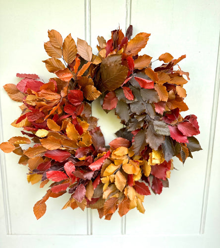 Handmade Autumn Wreath | Real Preserved Copper Beech | Fall Wreath | Dried Autumnal Foliage Leaves | Dried Autumn Wreath | 3 Sizes Available