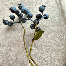 Load image into Gallery viewer, Blueberry Stem Artificial Blue Berry Stems Faux Winter Berry Branch Artificial Berries Artificial Blueberries Branches