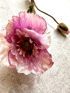 Pink Silk Poppy Flower Spray Faux Spring Blush Flowers Spring Wedding Bouquet